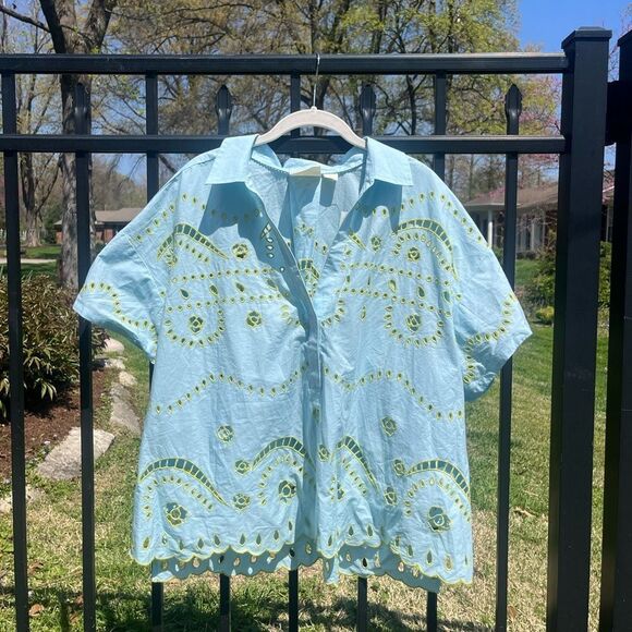 Anthropologie Maeve Boxy Eyelet Blouse NWT - Picture 8 of 9